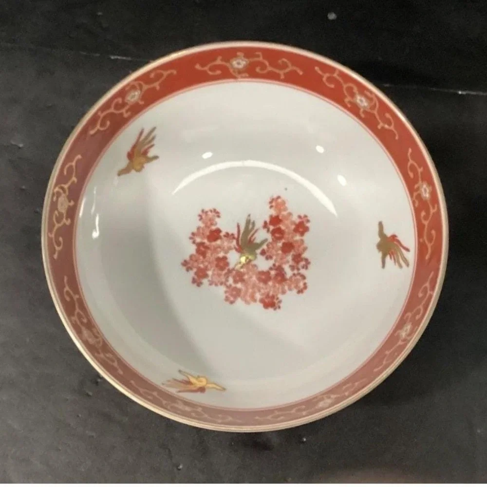 Imari Japan Vegetable Bowl, Vintage Hand Painted Floral &‎ Birds, Serving Dish